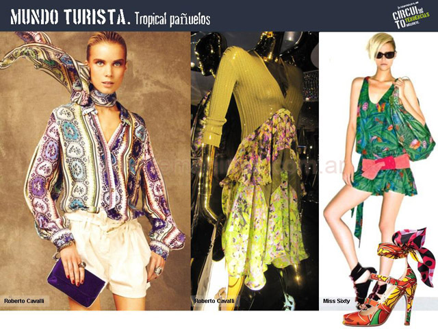 Mundo turista pañuelos estilo tropical vemos esta blusa del diseñador Cavalli